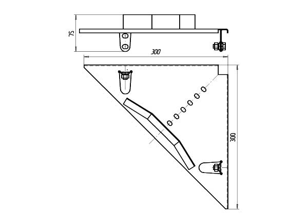 Габаритная схема секции углового лотка НЛ У90