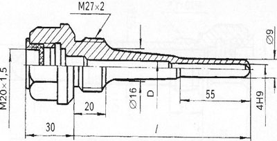 Рис.1. Габаритный чертеж гильзы защитной БАТУИ. 716533.002