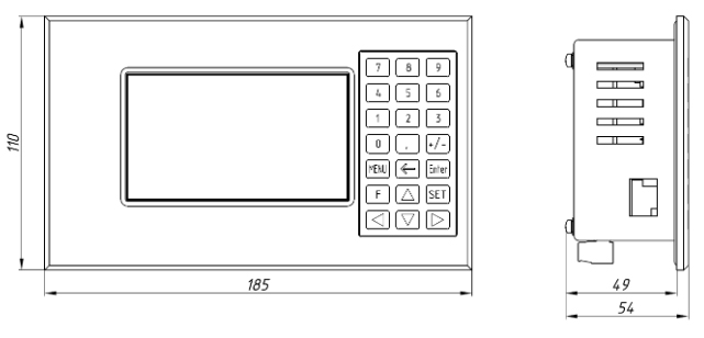 Габаритные размеры панели ввода информации К1021