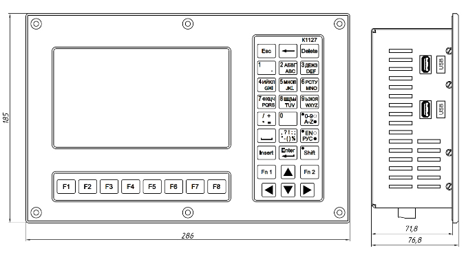 Габаритные размеры панели ввода информации К1127