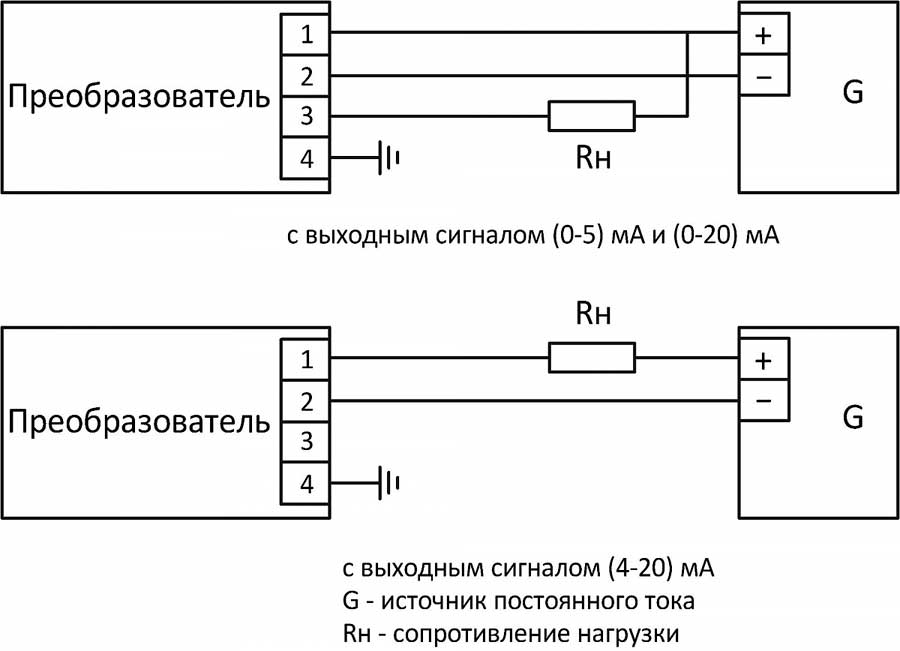 Схемы электрические соединений преобразователей КРТ-5М