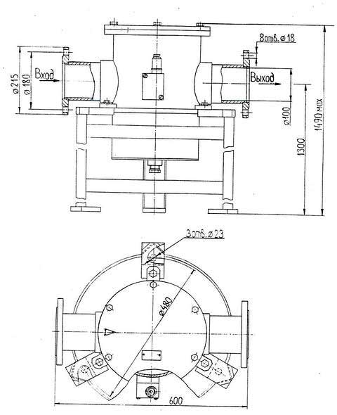 Габаритная схема фильтра 0,2 ФС4 В(Э) (аналог ФЩ 150М)